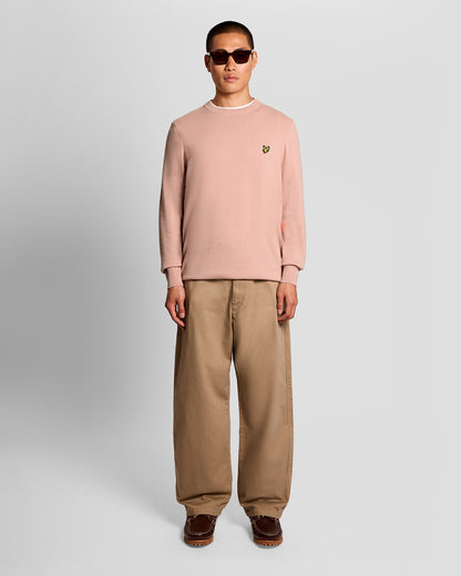 Lyle & Scott Cotton Crew Neck Mens Jumper - Y120 Pink Grapefruit