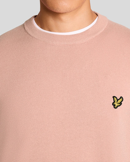 Lyle & Scott Cotton Crew Neck Mens Jumper - Y120 Pink Grapefruit