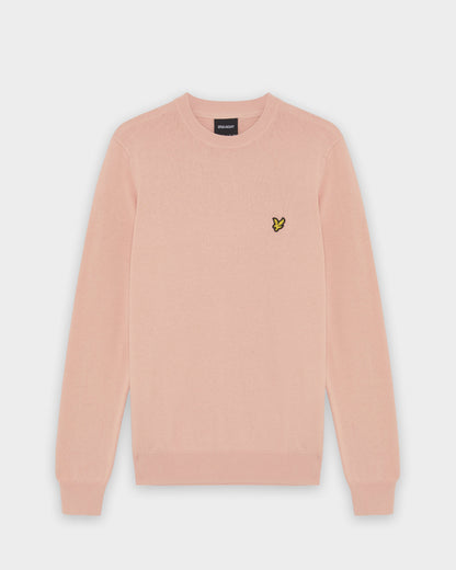 Lyle & Scott Cotton Crew Neck Mens Jumper - Y120 Pink Grapefruit