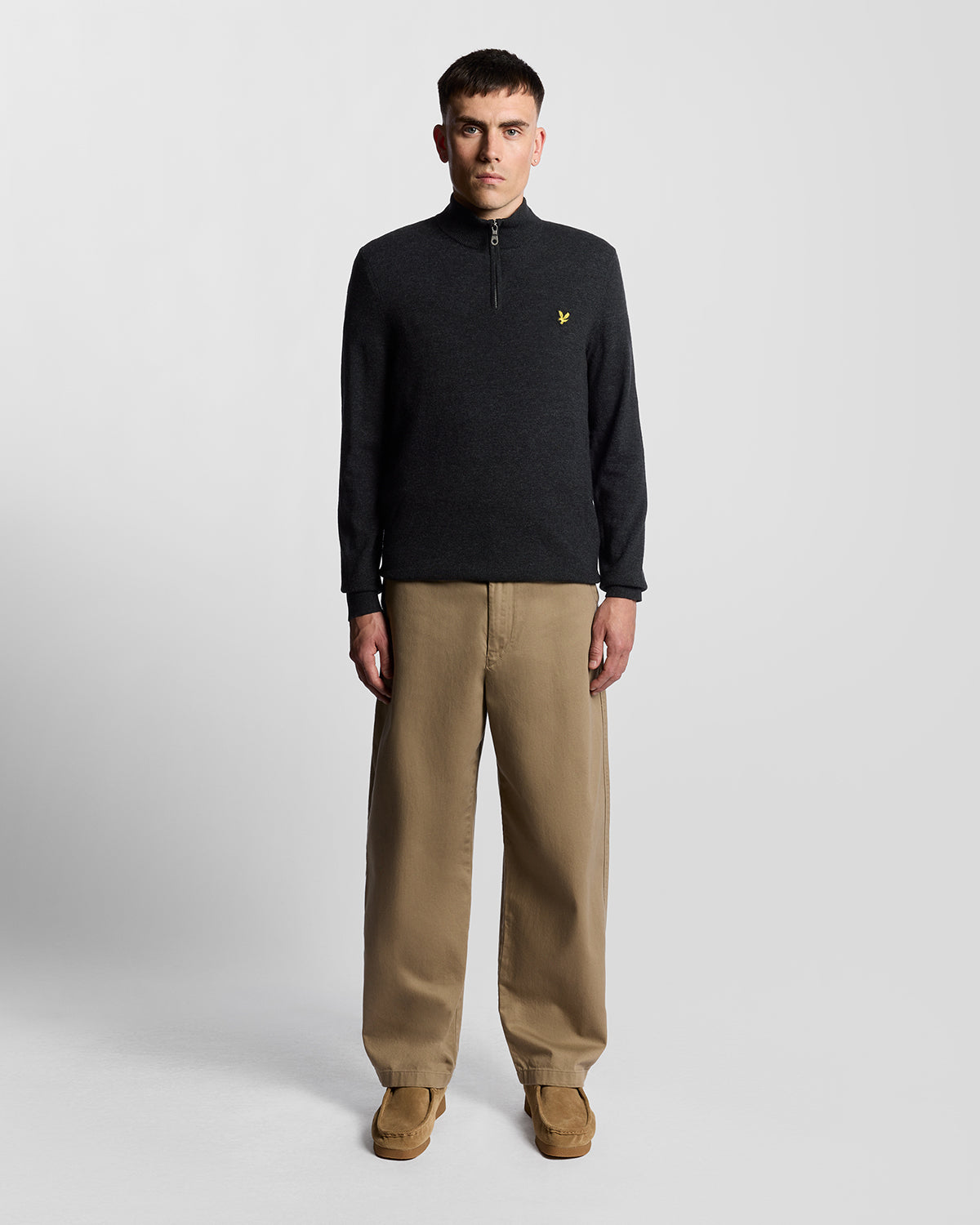 Lyle & Scott Lambswool Blend Quarter Zip Jumper - W155 Jet Black Marl