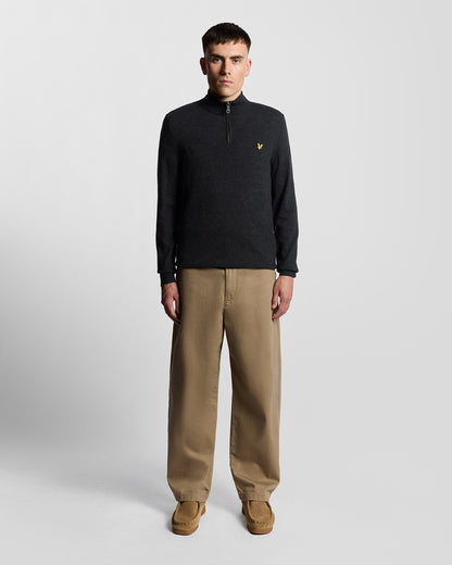 Lyle & Scott Lambswool Blend Quarter Zip Jumper - W155 Jet Black Marl