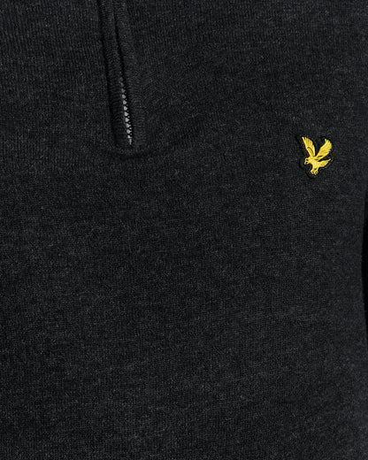 Lyle & Scott Lambswool Blend Quarter Zip Jumper - W155 Jet Black Marl