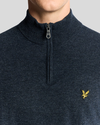 Lyle & Scott Lambswool Blend Quarter Zip Jumper - Z56 Dark Navy Marl