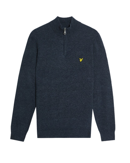 Lyle & Scott Lambswool Blend Quarter Zip Jumper - Z56 Dark Navy Marl