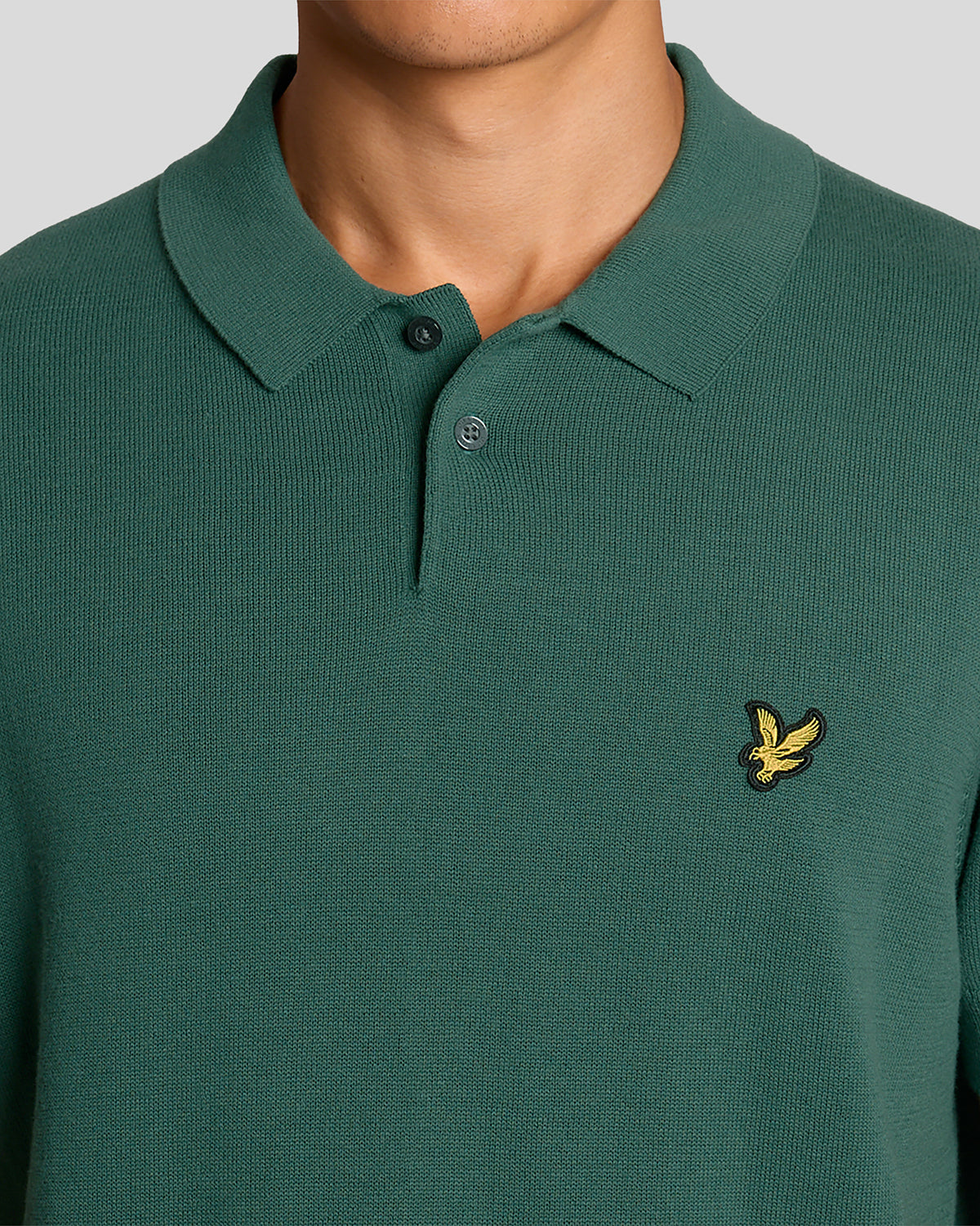 Lyle & Scott Cotton Short Sleeve Mens Knitted Polo - W130 Everglade