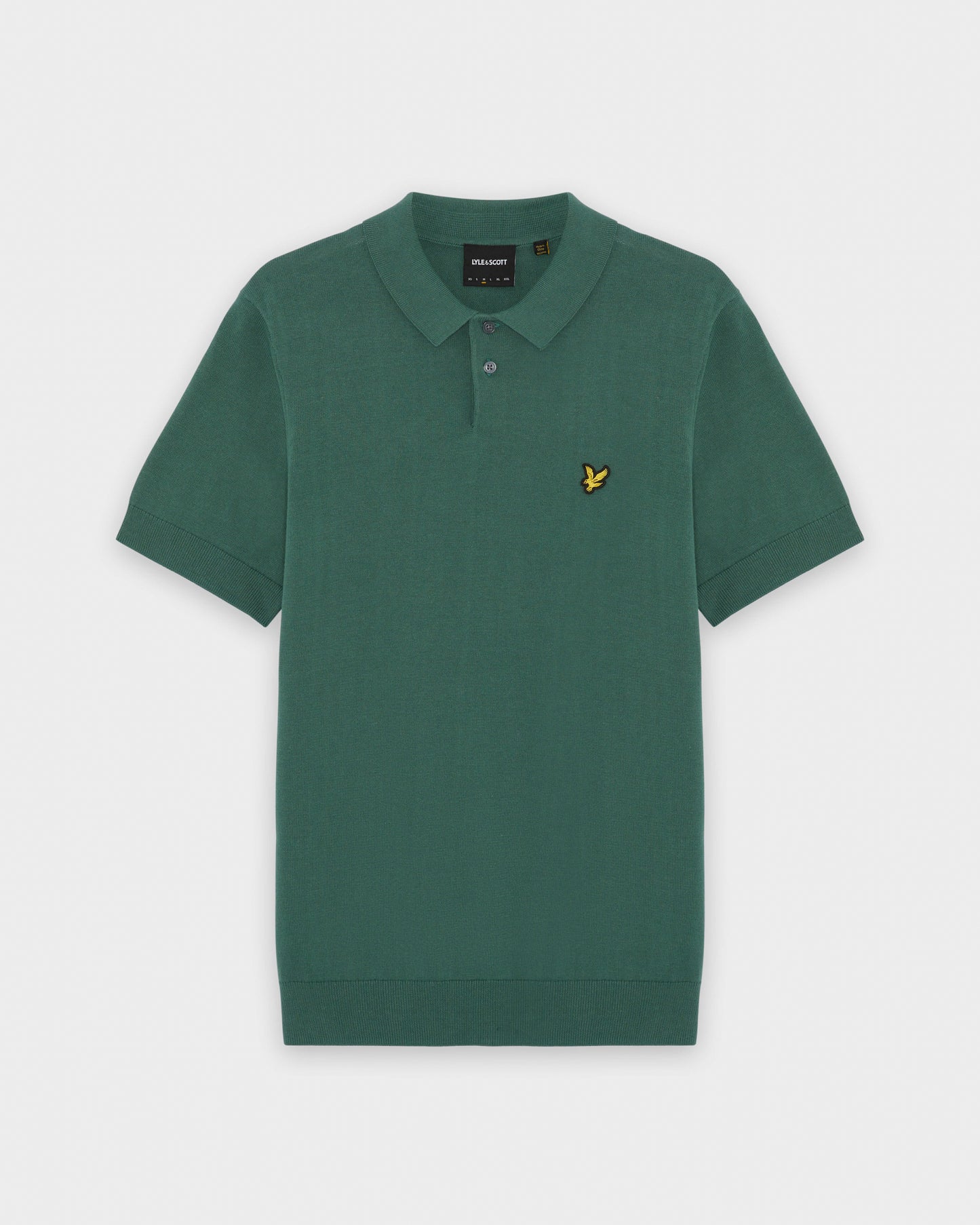 Lyle & Scott Cotton Short Sleeve Mens Knitted Polo - W130 Everglade