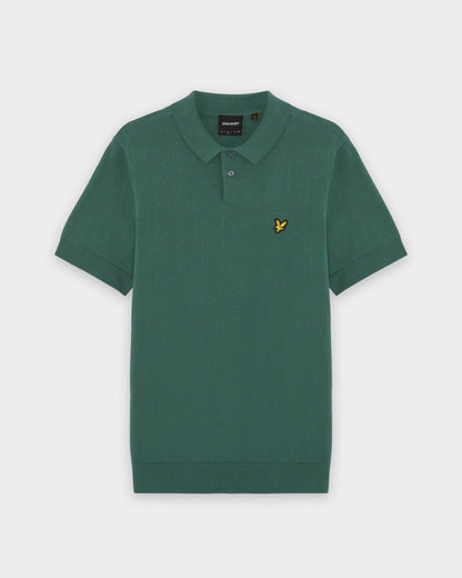 Lyle & Scott Cotton Short Sleeve Mens Knitted Polo - W130 Everglade