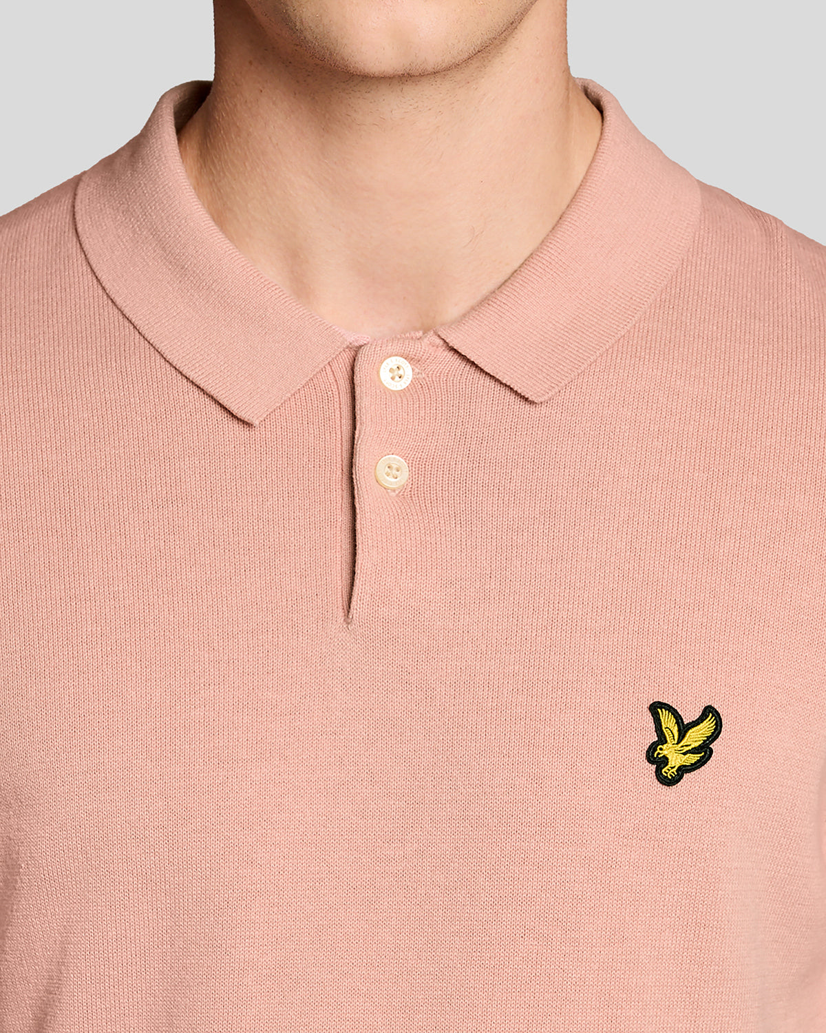 Lyle & Scott Cotton Short Sleeve Mens Knitted Polo - Y120 Pink Grapefruit