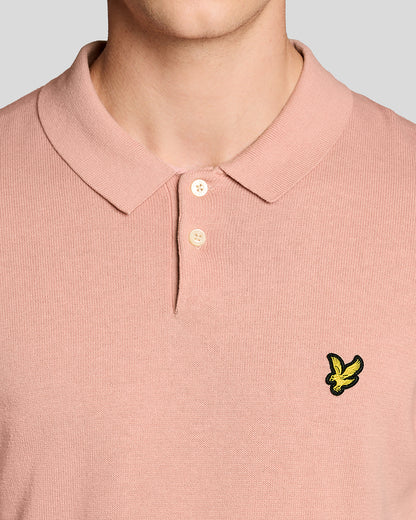 Lyle & Scott Cotton Short Sleeve Mens Knitted Polo - Y120 Pink Grapefruit