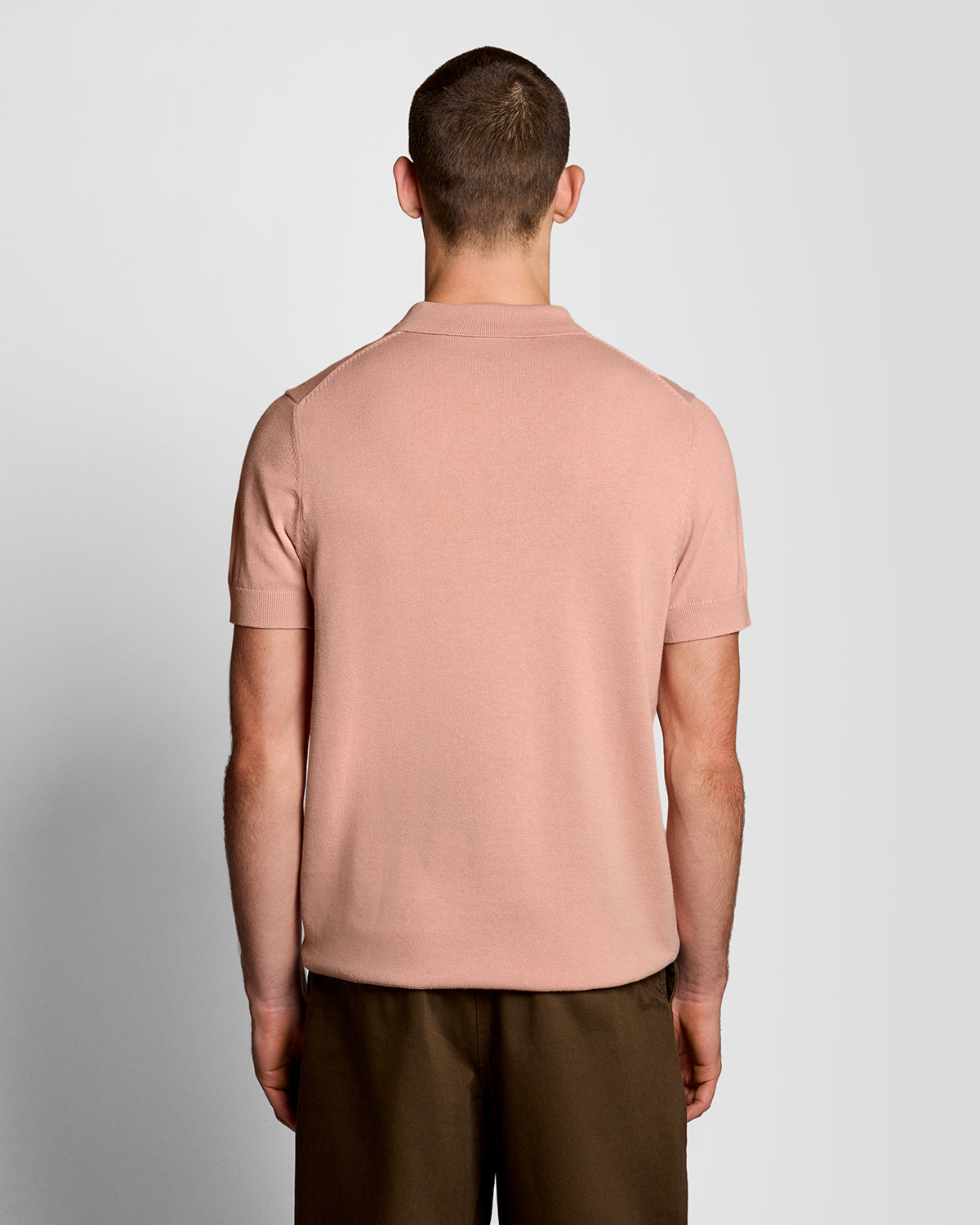 Lyle & Scott Cotton Short Sleeve Mens Knitted Polo - Y120 Pink Grapefruit