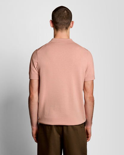 Lyle & Scott Cotton Short Sleeve Mens Knitted Polo - Y120 Pink Grapefruit