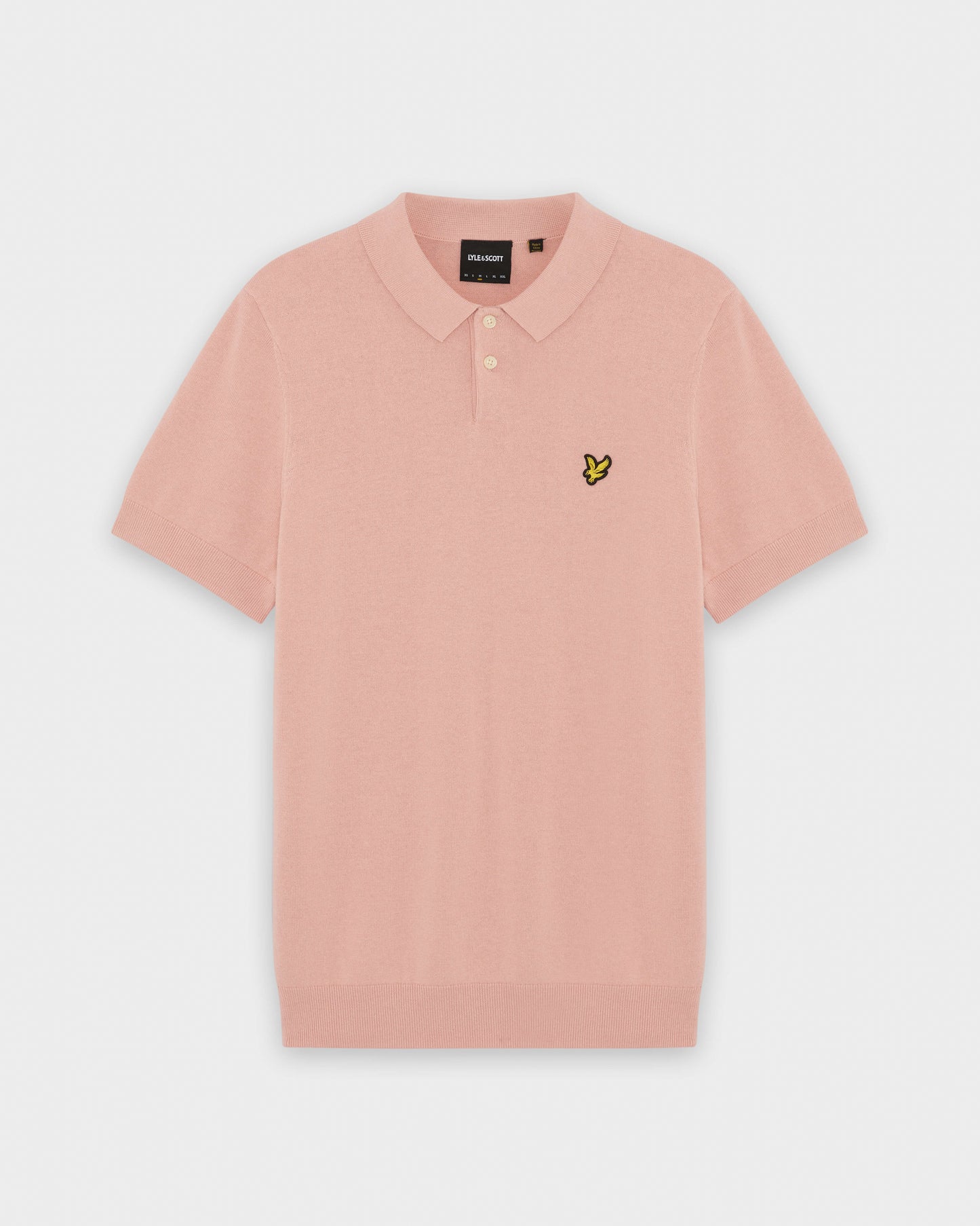 Lyle & Scott Cotton Short Sleeve Mens Knitted Polo - Y120 Pink Grapefruit