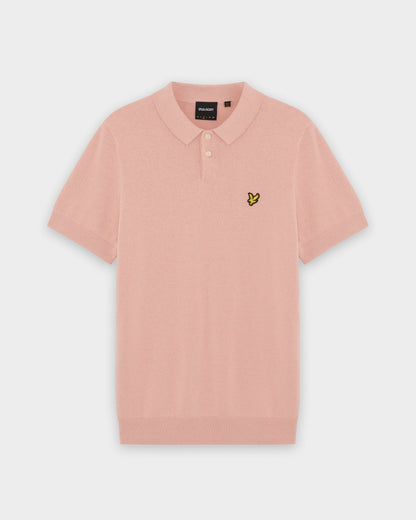 Lyle & Scott Cotton Short Sleeve Mens Knitted Polo - Y120 Pink Grapefruit