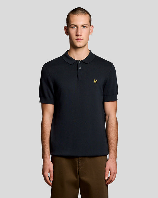 Lyle & Scott Cotton Short Sleeve Mens Knitted Polo - Z271 Dark Navy
