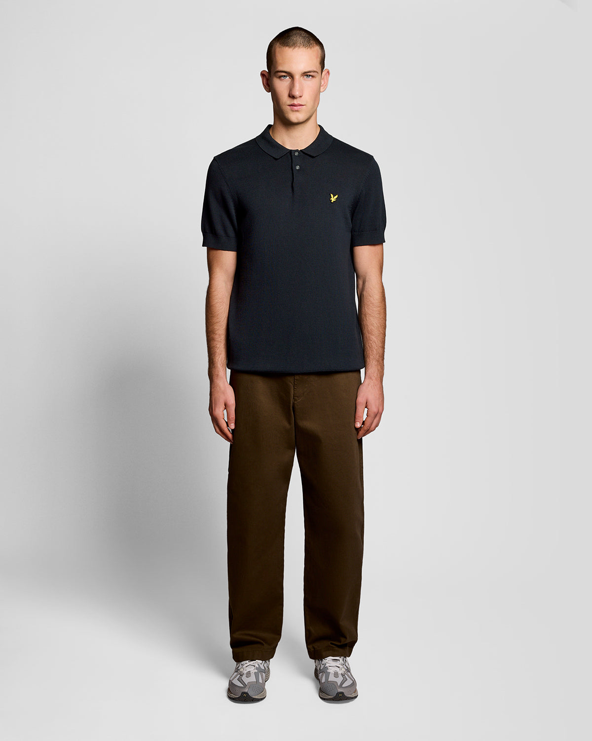 Lyle & Scott Cotton Short Sleeve Mens Knitted Polo - Z271 Dark