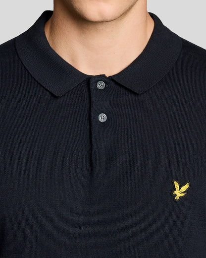 Lyle & Scott Cotton Short Sleeve Mens Knitted Polo - Z271 Dark Navy
