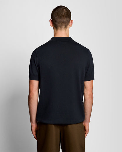 Lyle & Scott Cotton Short Sleeve Mens Knitted Polo - Z271 Dark Navy