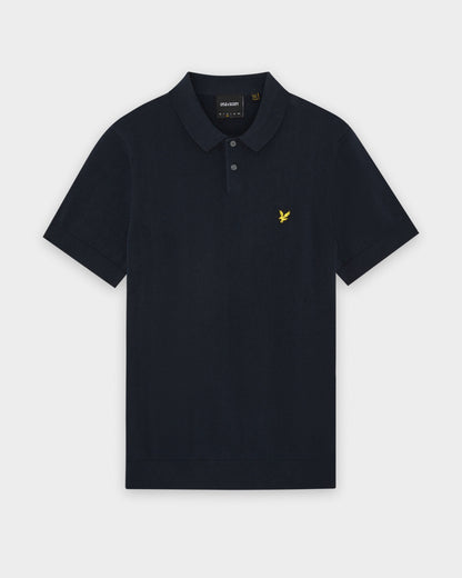 Lyle & Scott Cotton Short Sleeve Mens Knitted Polo - Z271 Dark Navy