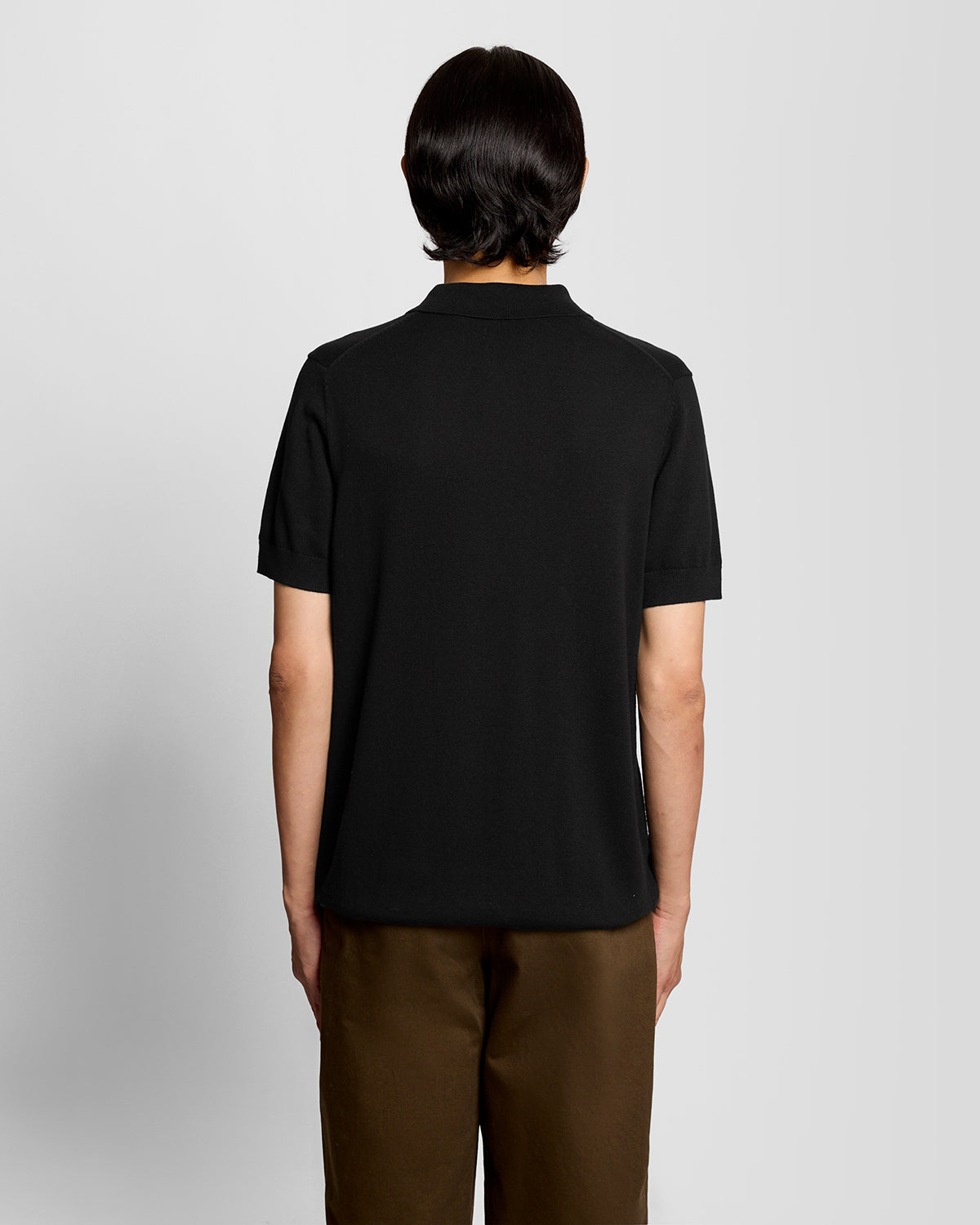 Lyle & Scott Cotton Short Sleeve Mens Knitted Polo - Z865 Jet Black