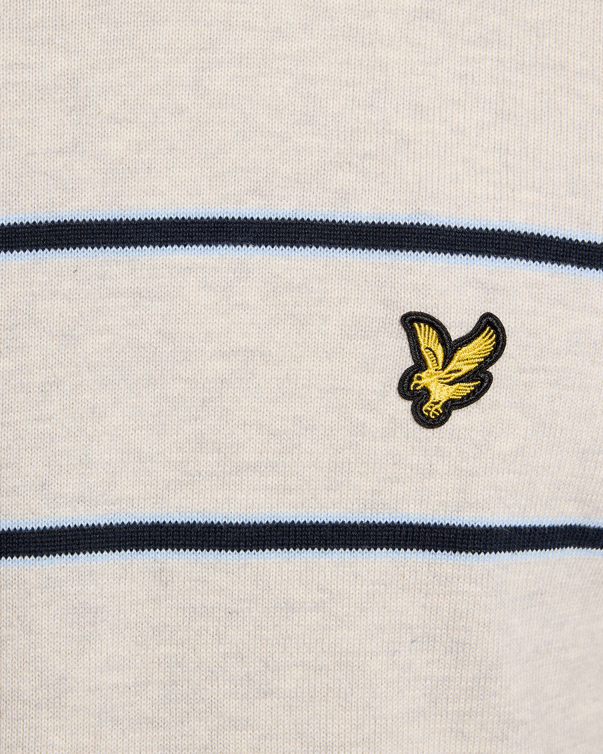 Lyle & Scott Cotton Striped Mens Crew Neck Jumper - D24 Light Grey Marl