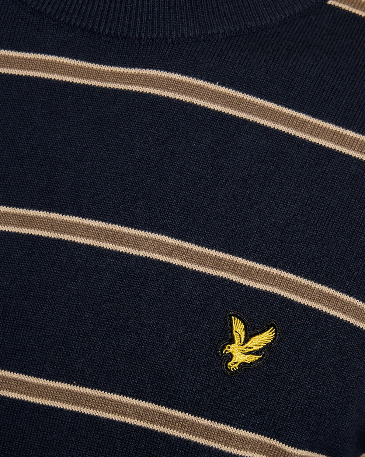 Lyle & Scott Cotton Striped Mens Crew Neck Jumper - Z271 Dark Navy | CHO | Designer Mens Jumpers