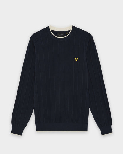 Lyle & Scott Tipped Pique Mens Knitted Jumper - Z271 Dark Navy | CHO | Designer Mens Crew Neck Jumpers