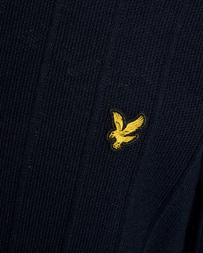 Lyle & Scott Tipped Pique Mens Knitted Jumper - Z271 Dark Navy | CHO | Designer Mens Crew Neck Jumpers