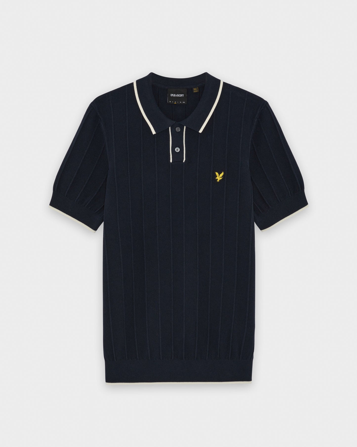 Lyle & Scott Tipped Pique Mens Knitted Polo - Z271 Dark Navy | CHO | Designer Mens Short Sleeve Polo Shirts