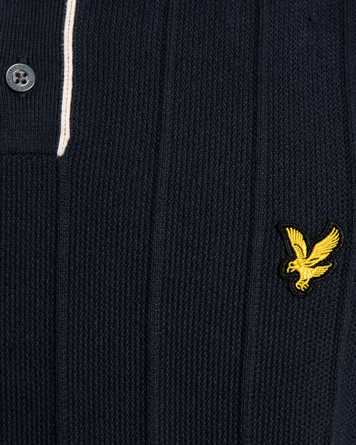 Lyle & Scott Tipped Pique Mens Knitted Polo - Z271 Dark Navy | CHO | Designer Mens Short Sleeve Polo Shirts