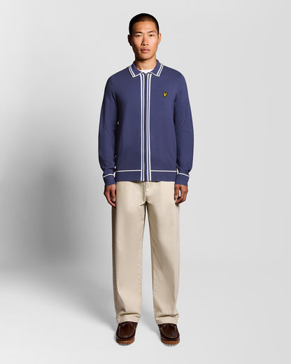 Lyle & Scott Tipped Mens Knitted Full Zip Jacket - Y125 Rich Navy