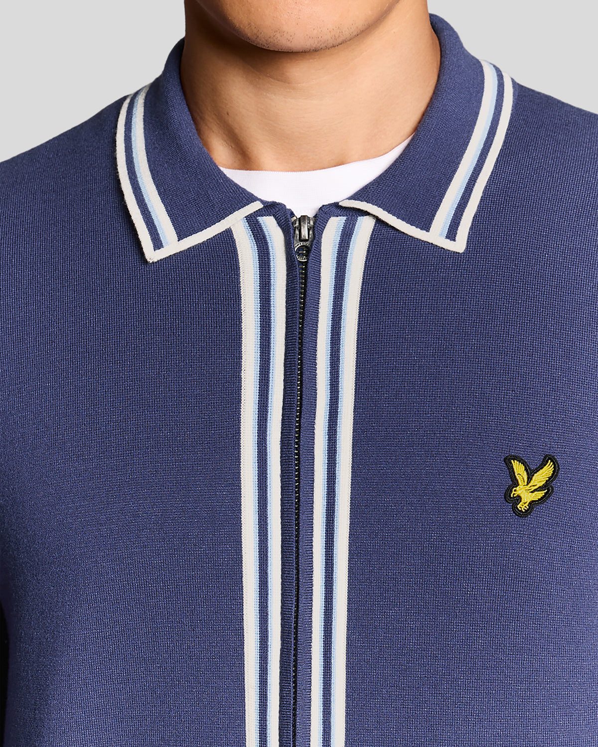 Lyle & Scott Tipped Mens Knitted Full Zip Jacket - Y125 Rich Navy
