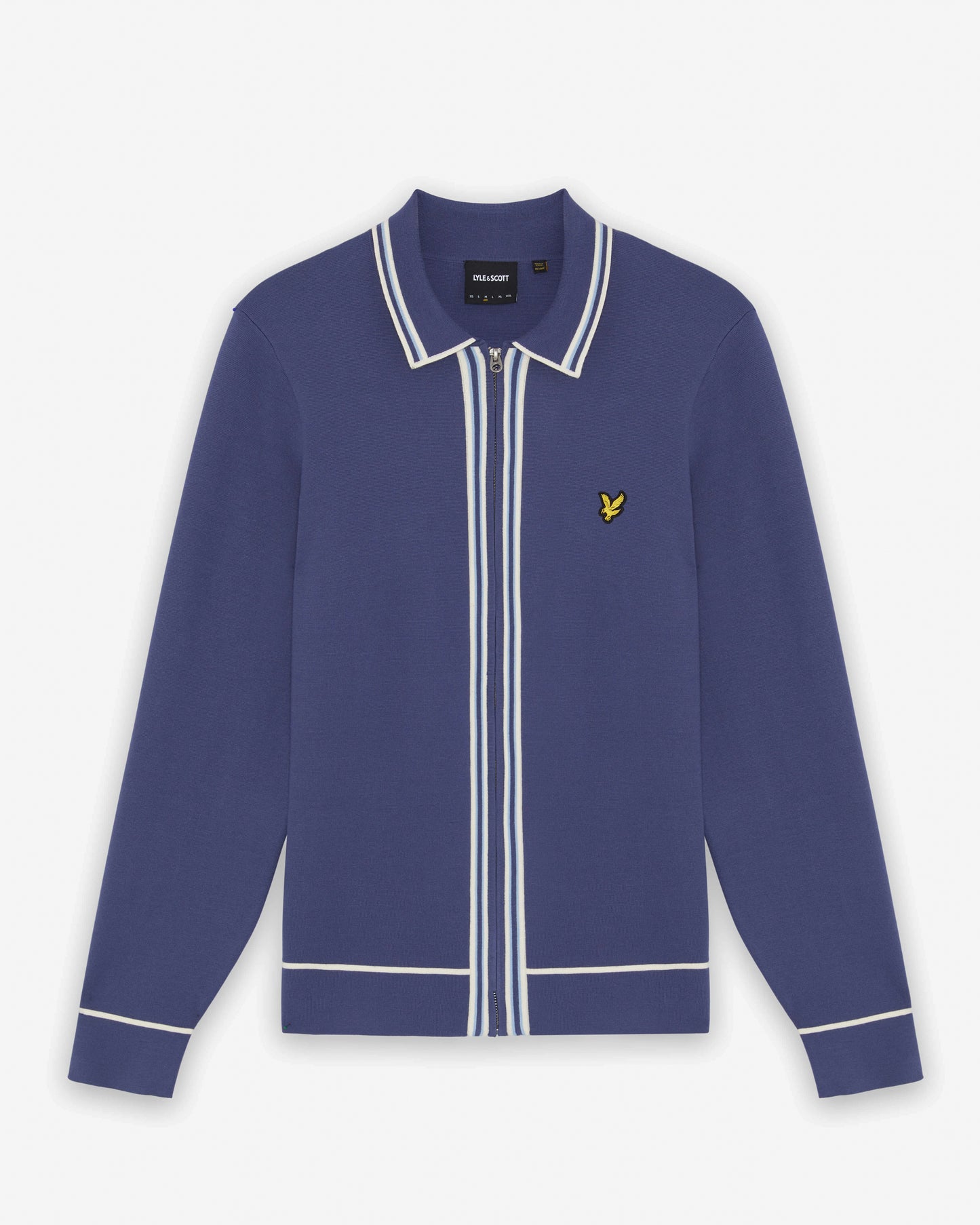 Lyle & Scott Tipped Mens Knitted Full Zip Jacket - Y125 Rich Navy