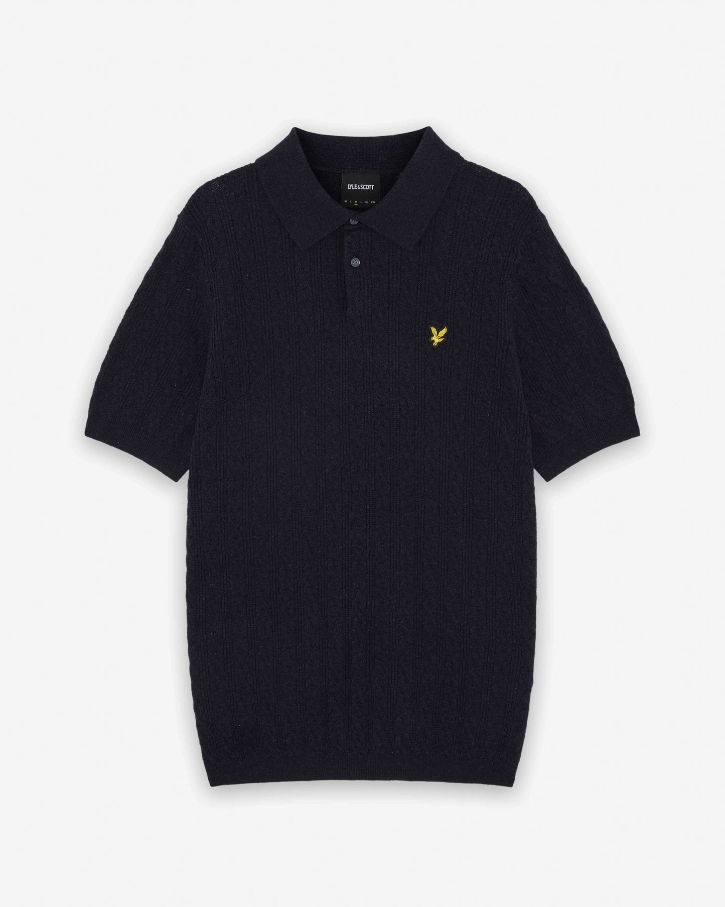Lyle & Scott Linen Blend Short Sleeve Mens Knitted Polo - Z56 Dark Navy Marl