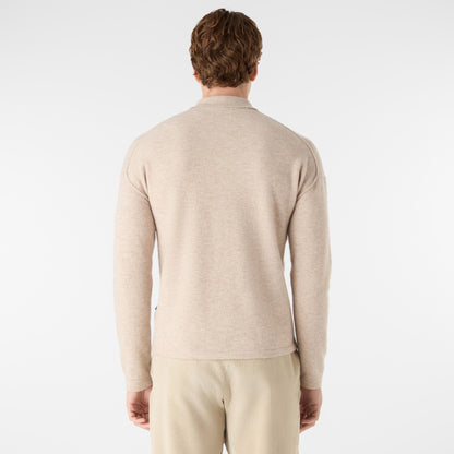 Oliver Sweeney Killala Mens Alpaca Wool Blend Quarter Zip Jumper - Biscotto