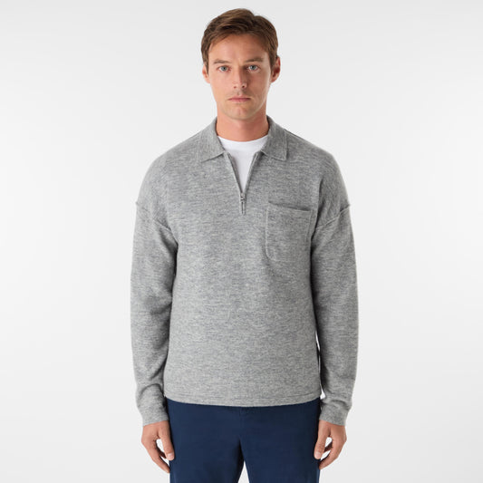 Oliver Sweeney Killala Mens Alpaca Wool Blend Quarter Zip Jumper - Grey