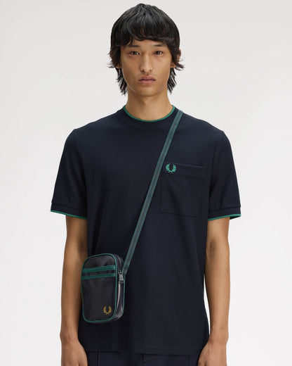 Fred Perry Classic Small Side Bag - Navy/Grassroots 83A | CHO | Designer Mens Bags
