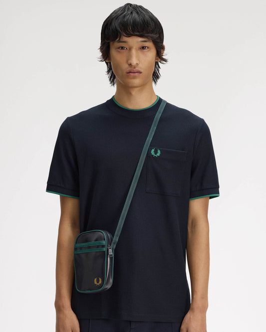 Fred Perry Classic Small Side Bag - Navy/Grassroots 83A | CHO | Designer Mens Bags