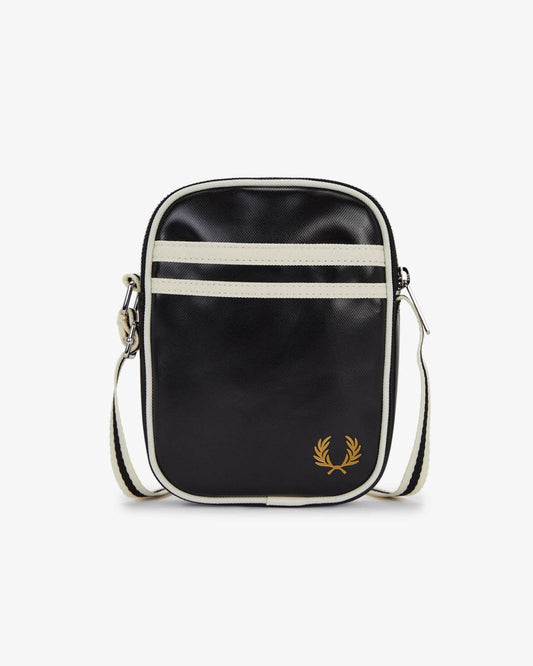 Fred Perry Classic Small Side Bag - Black/Ecru D57 - CHO - Designer Mens Bags