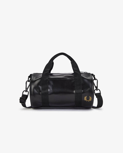 Fred Perry Tonal Classic Mini Barrel Bag - Black/Gold 774 | CHO | Designer Mens Bags