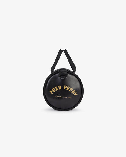 Fred Perry Tonal Classic Mini Barrel Bag - Black/Gold 774 | CHO | Designer Mens Bags