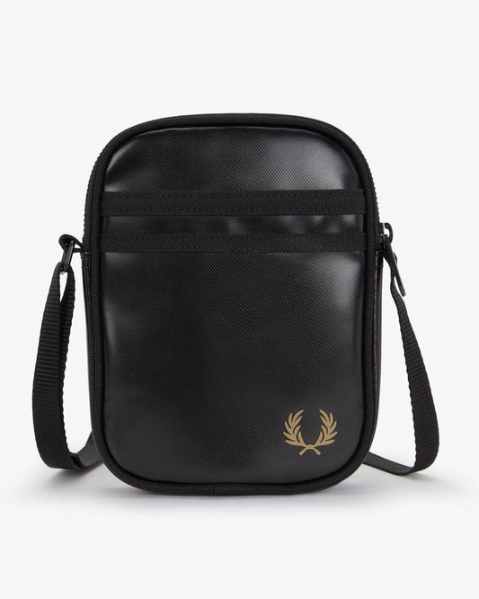Fred Perry Mens Tonal Classic Small Side Bag - Black/Gold 774 | CHO | Designer Mens Bags