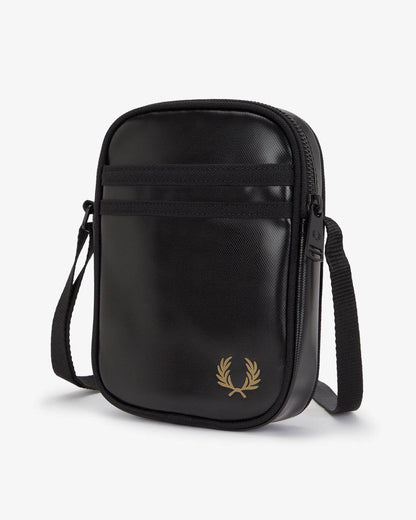 Fred Perry Mens Tonal Classic Small Side Bag - Black/Gold 774 | CHO | Designer Mens Bags