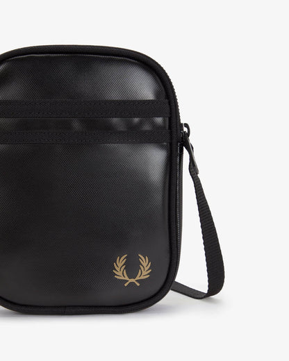 Fred Perry Mens Tonal Classic Small Side Bag - Black/Gold 774 | CHO | Designer Mens Bags