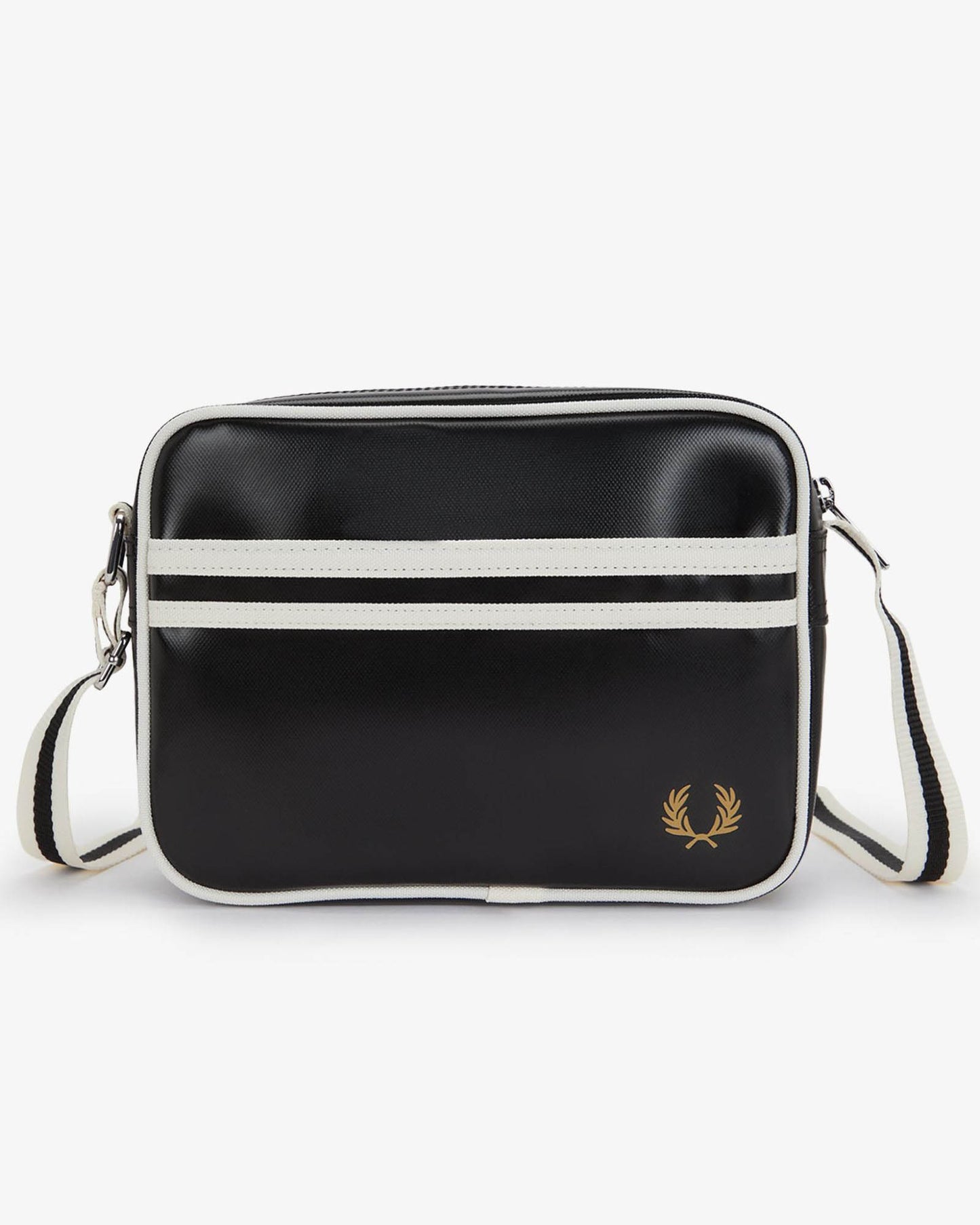 Fred Perry Classic Mini Shoulder Bag - Black/Ecru D57 | CHO | Designer Unisex Shoulder Bags