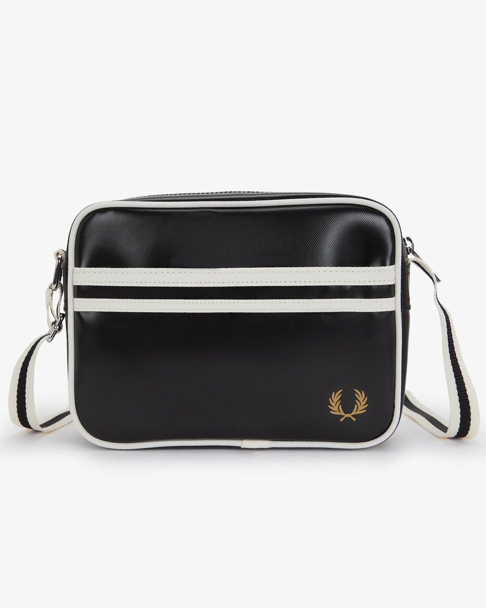 Fred Perry Classic Mini Shoulder Bag - Black/Ecru D57 | CHO | Designer Unisex Shoulder Bags