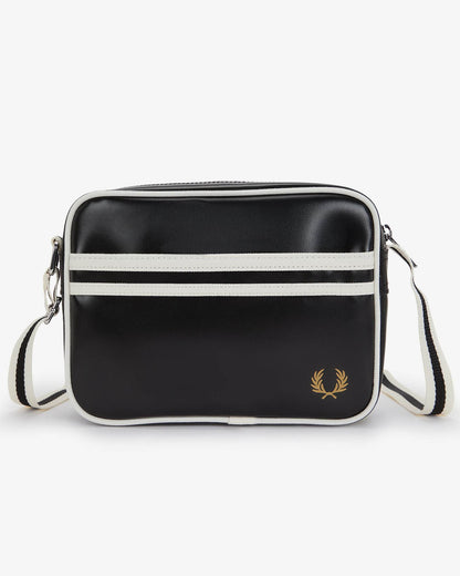 Fred Perry Classic Mini Shoulder Bag - Black/Ecru D57 | CHO | Designer Unisex Shoulder Bags