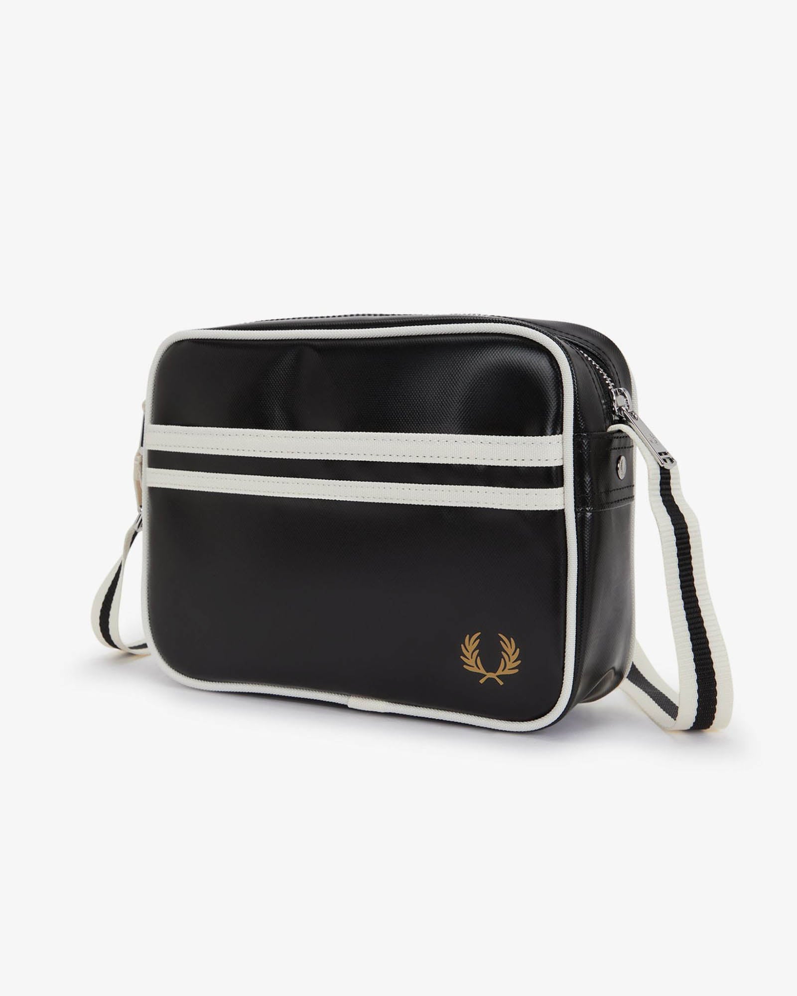 Fred Perry Classic Mini Shoulder Bag - Black/Ecru D57 | CHO | Designer Unisex Shoulder Bags