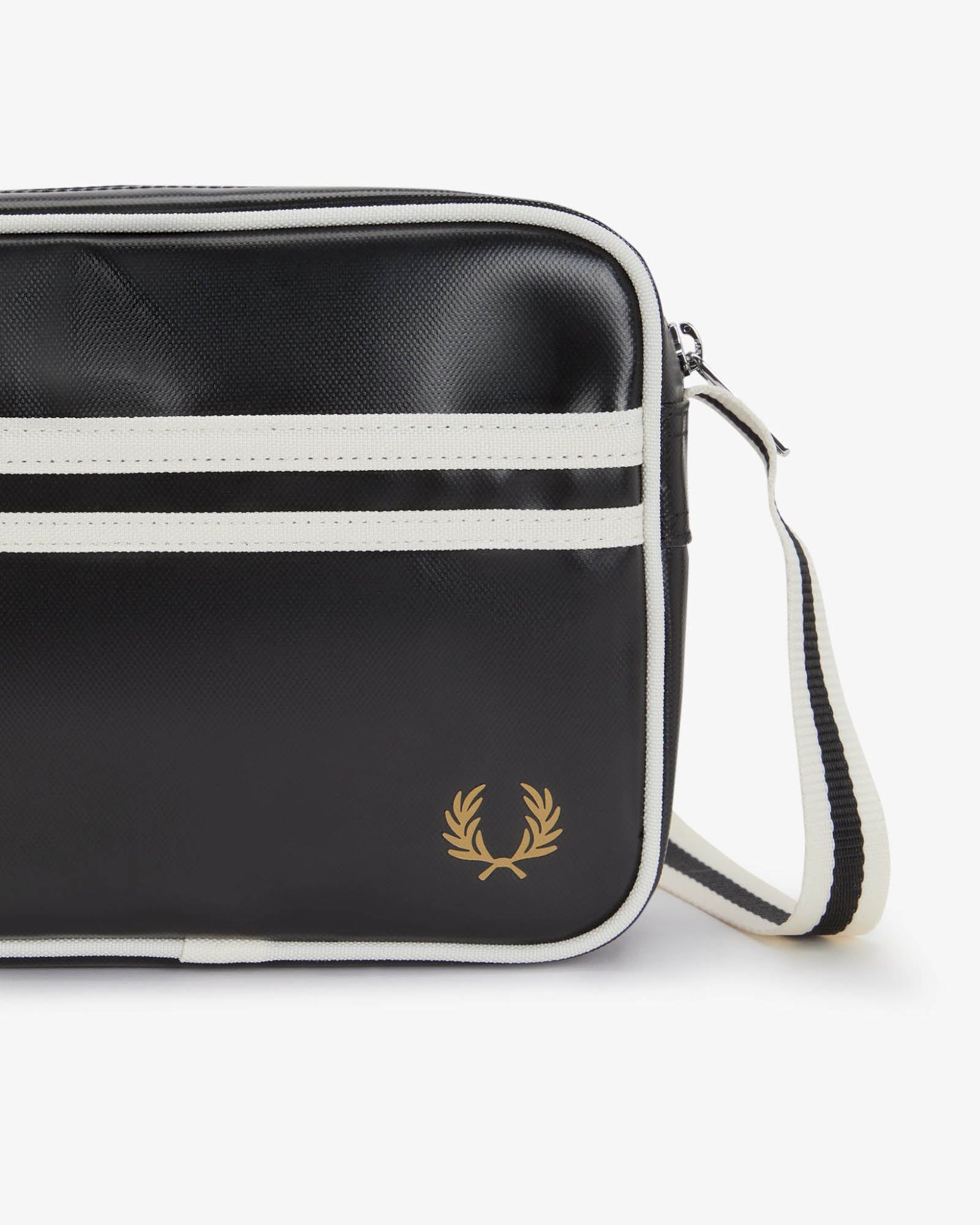 Fred Perry Classic Mini Shoulder Bag - Black/Ecru D57 | CHO | Designer Unisex Shoulder Bags