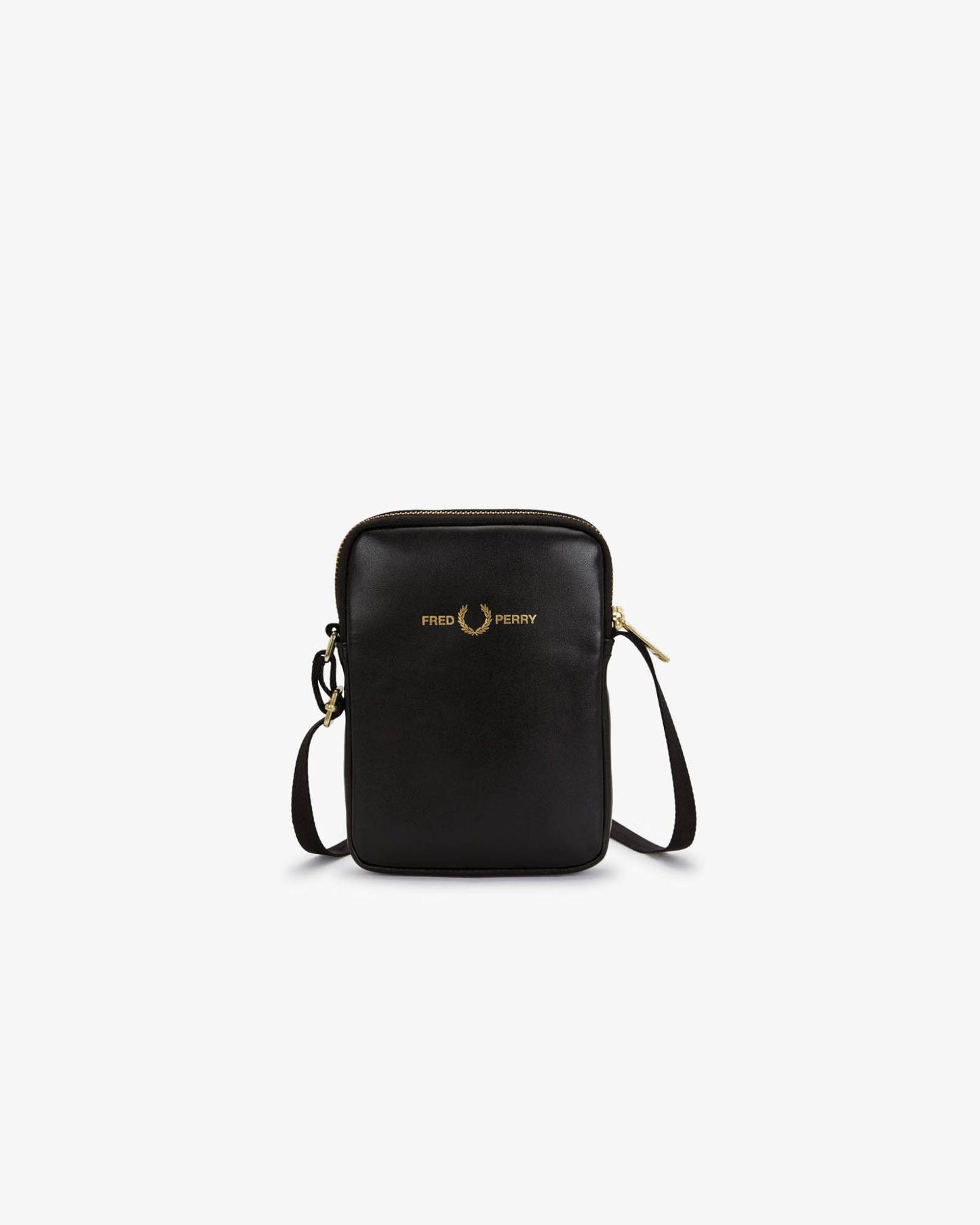 Fred Perry Mens Smooth Leather Small Side Bag - Black 102 | CHO | Designer Mens Bags