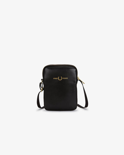 Fred Perry Mens Smooth Leather Small Side Bag - Black 102 | CHO | Designer Mens Bags